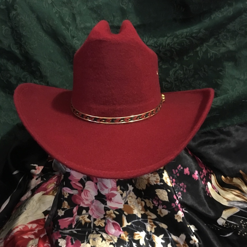New Maroon Wool Blend Cowboy Cowgirl Hat